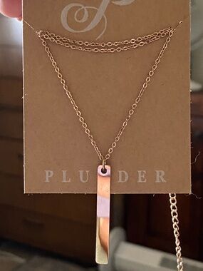 Plunder Two-Tone Vertical Bar Layered Necklace - Rose Gold & Gold